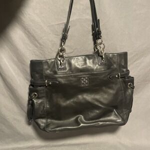 Coach Black Leather Handbag Purse Tote Colette Designer Silver Hardware